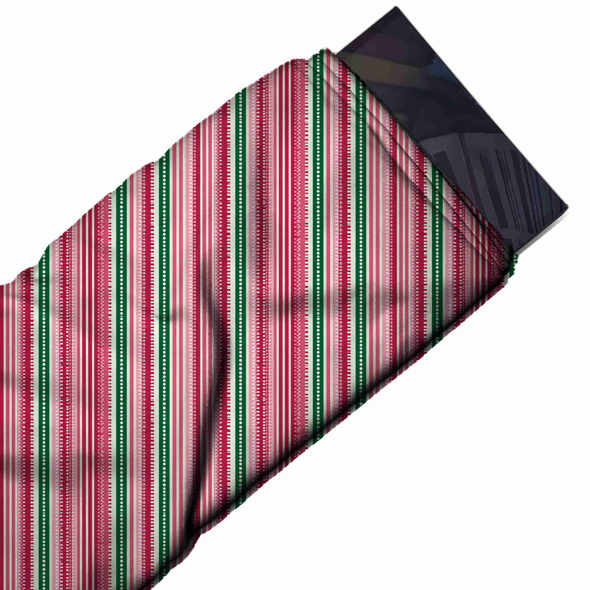 Flat fabric swatch: narrow vertical multi-stripe of deep pink, crimson, design Design No_4839, Clothwala