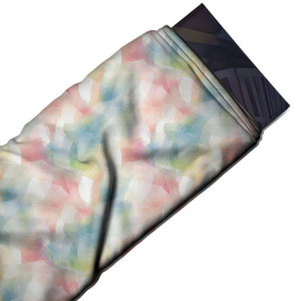 Pale Pink & Soft Blue Pastel Blur Printed French Crepe Fabric