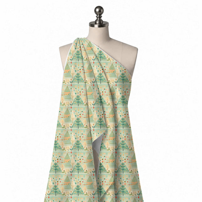 Draped on a mannequin: medium-to-large one-way print of mint green triangular Christmas, design Design No_4927, Clothwala