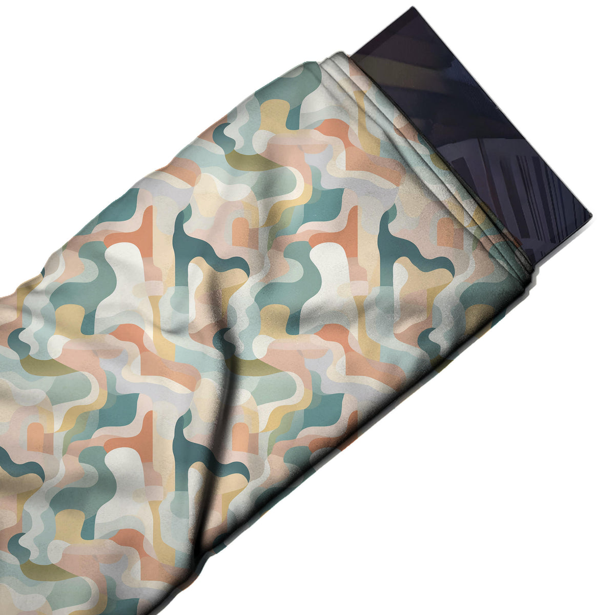 Flat fabric swatch: all-over interlocking layout of medium wavy puzzle-like shapes in, design Design No_4226, Clothwala