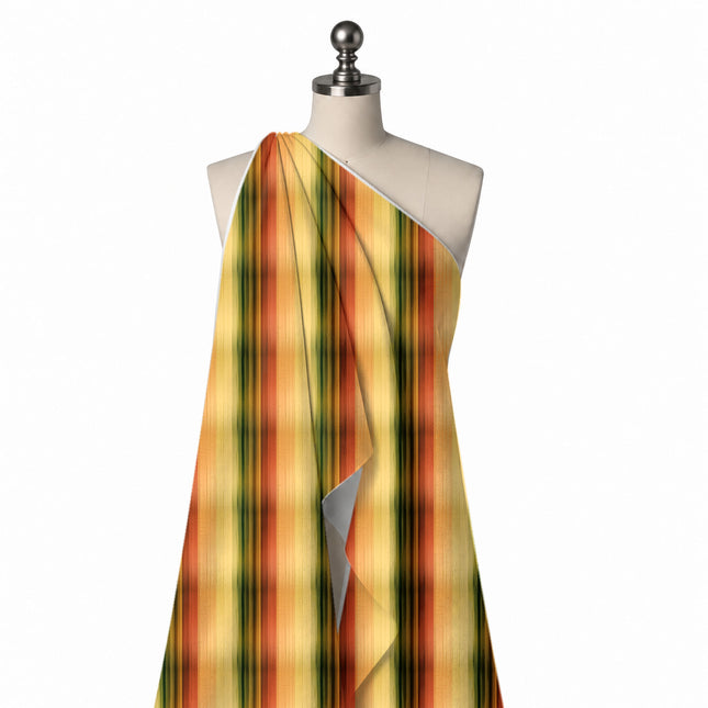 Draped on a mannequin: vertical ombre stripes with soft blurred edges and fine hairlines, design Design No_3920, Clothwala