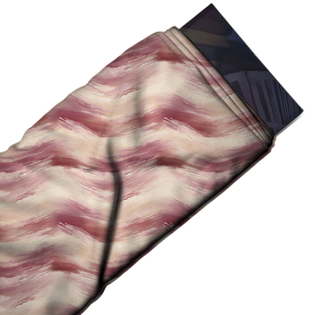 Flat fabric swatch: all-over horizontal layout of soft-edged watercolour wave bands in, design Design No_3946, Clothwala