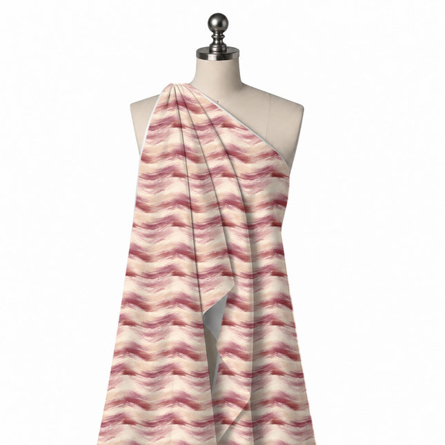 Draped on a mannequin: all-over horizontal layout of soft-edged watercolour wave bands in, design Design No_3946, Clothwala