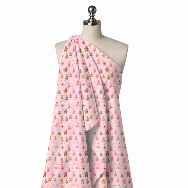Draped on a mannequin: open-spaced one-way festive print of softly shaded brown and tan, design Design No_4904, Clothwala