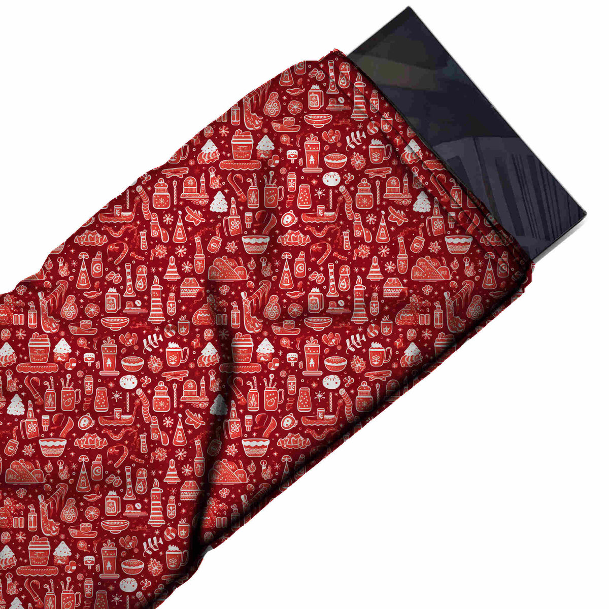 Flat fabric swatch: densely packed tonal doodle print of coral and pale pink outlined, design Design No_4598, Clothwala