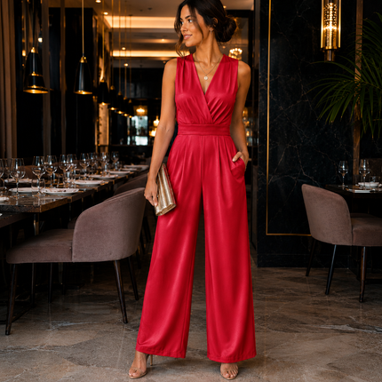 Red Solid Poly Crepe Fabric — design 141CP-PBSRSM/DS-457, Clothwala