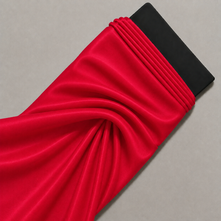 Red Solid Poly Crepe Fabric — design 141CP-PBSRSM/DS-457, Clothwala
