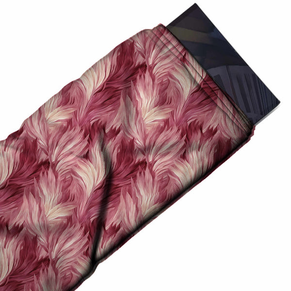 Rose Pink & Pale Blush Feather Plume Printed Spandex Fabric