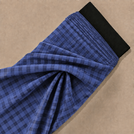 Royal Blue & Dark Blue Gingham Check Print Fabric — design 1218K-PBSRSM/DS-557, Clothwala