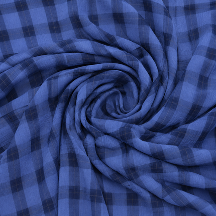 Royal Blue & Dark Blue Gingham Check Print Fabric — design 1218K-PBSRSM/DS-557, Clothwala
