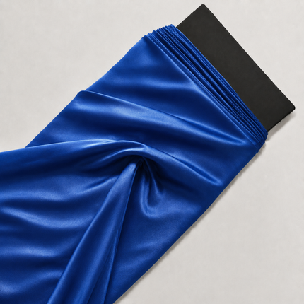 Royal Blue Solid Poly Japanese Satin Fabric — design DS-79, Clothwala