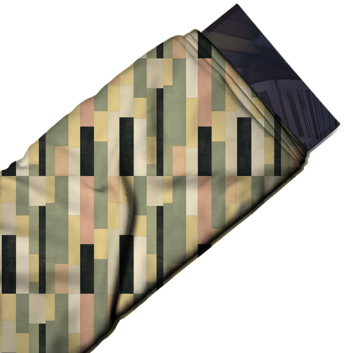 Flat fabric swatch: all-over layout of narrow upright rectangles of varying length packed, design Design No_4360, Clothwala