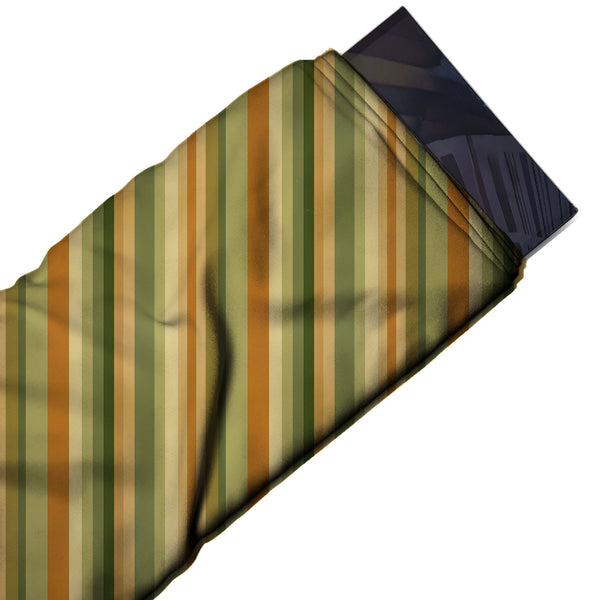 Sage Green & Rust Orange & Rust Stripe Printed Spandex Fabric