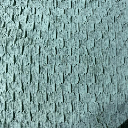 Seafoam Green Solid Lycra Dobby Check Pattern Fabric — design 909H7-ABJI/DS-558, Clothwala