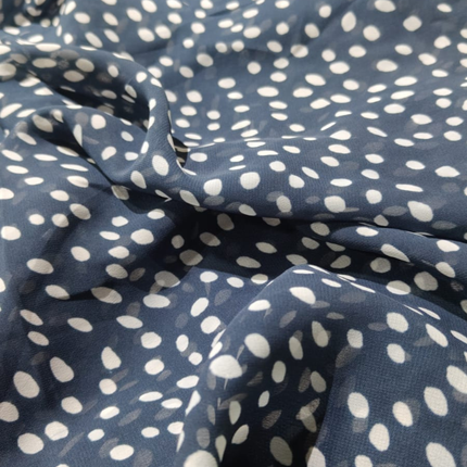 Slate Blue & Off-White Irregular Polka Dots Print Fabric — design 1121A19G-SBGP/DS-42, Clothwala