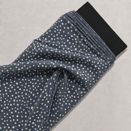 Slate Blue & Off-White Irregular Polka Dots Print Fabric — design 1121A19G-SBGP/DS-42, Clothwala