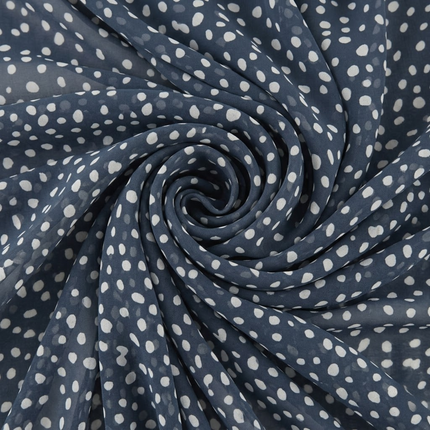 Slate Blue & Off-White Irregular Polka Dots Print Fabric — design 1121A19G-SBGP/DS-42, Clothwala