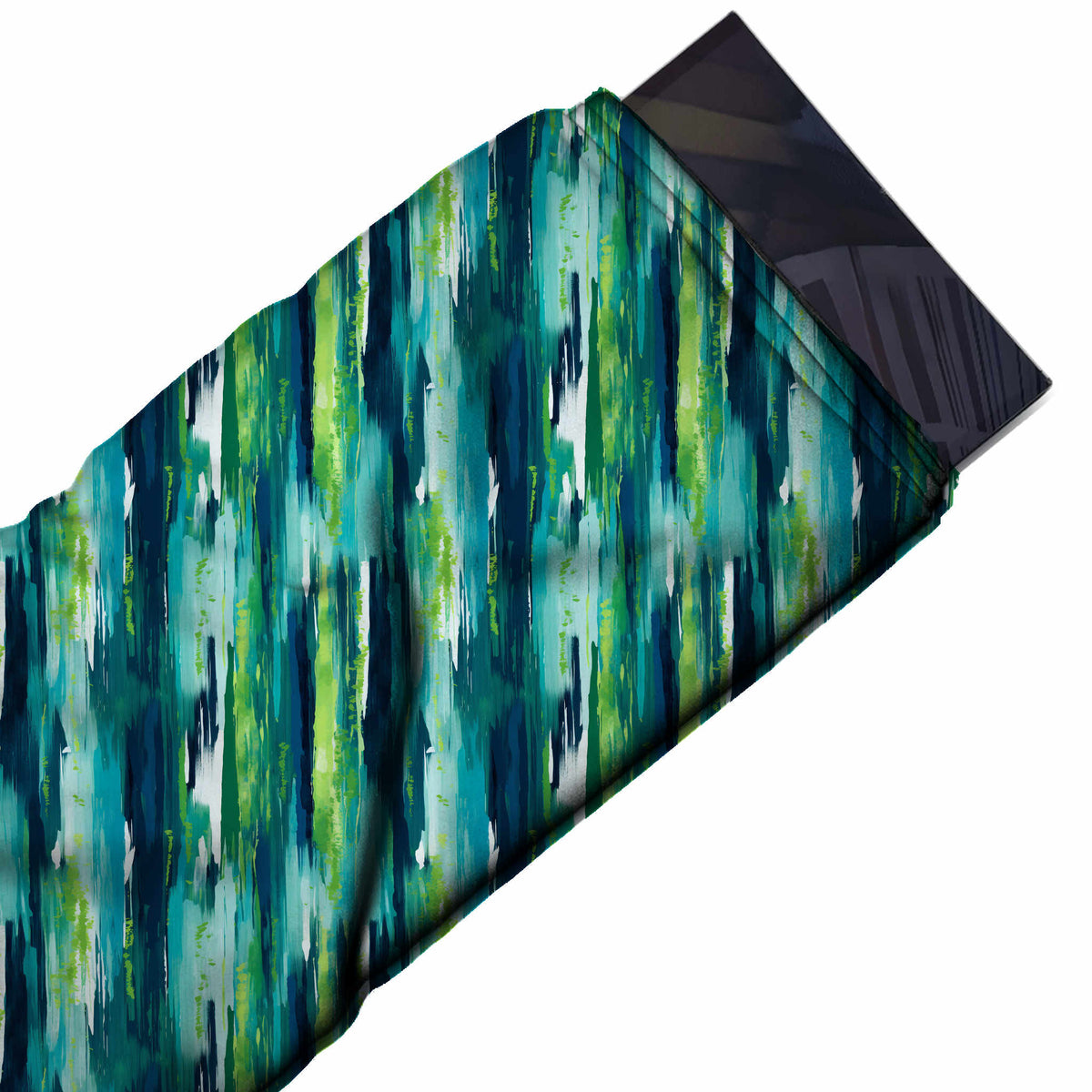 Flat fabric swatch: dense vertical layout of overlapping watercolour brush streaks with, design Design No_3965, Clothwala