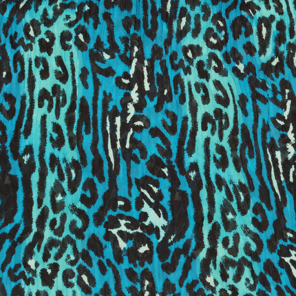 Teal & Black Elongated Leopard Spots Print Fabric — design 365A-S/DS-588, Clothwala