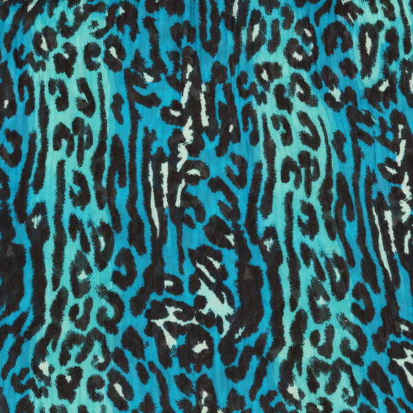 Teal & Black Elongated Leopard Spots Print Fabric