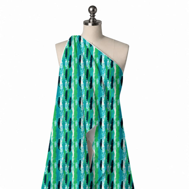Draped on a mannequin: all-over vertical layout of medium-scale textured paint strokes in, design Design No_3963, Clothwala