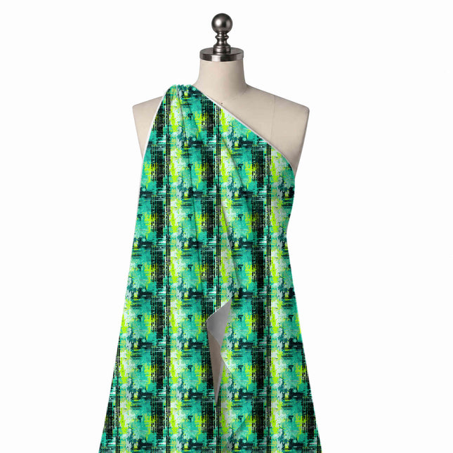 Draped on a mannequin: all-over grunge layout of broken grid lines and paint splatter, design Design No_3956, Clothwala