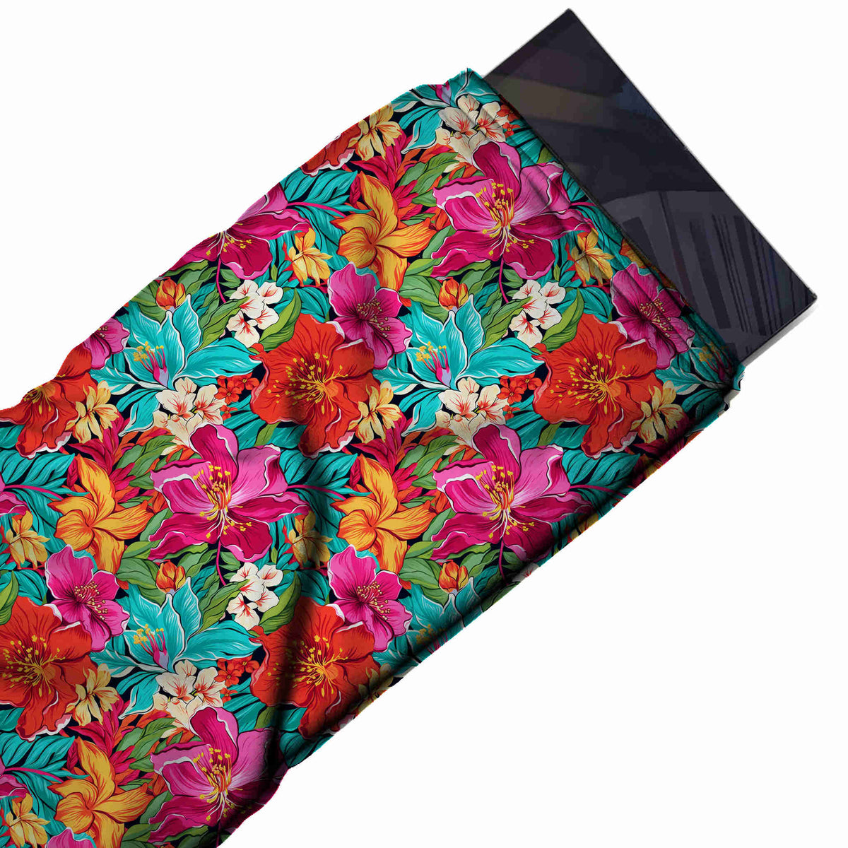 Flat fabric swatch: packed medium-scale floral of red, design Design No_4479, Clothwala