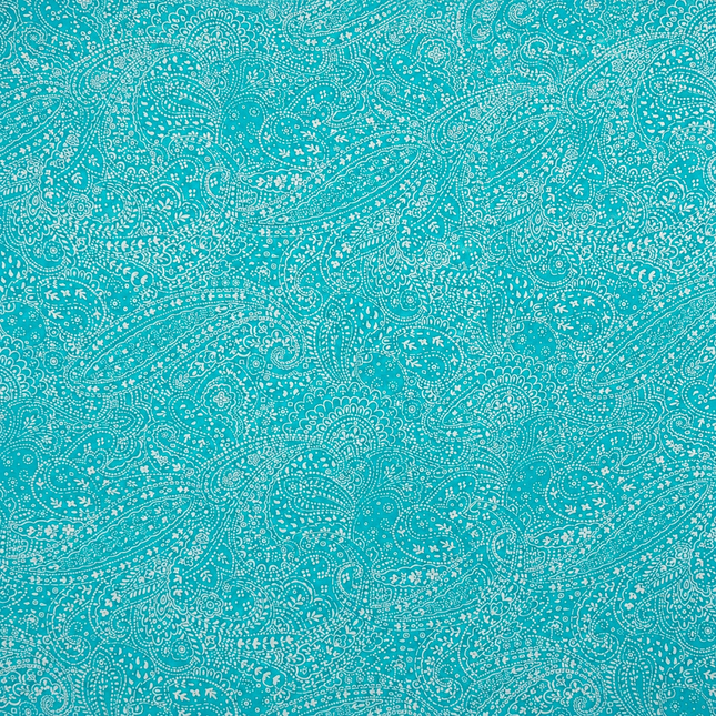 Turquoise & White Solid Poly Japanese Satin Fabric — design 064FSL-PBSRSM/DS-452, Clothwala