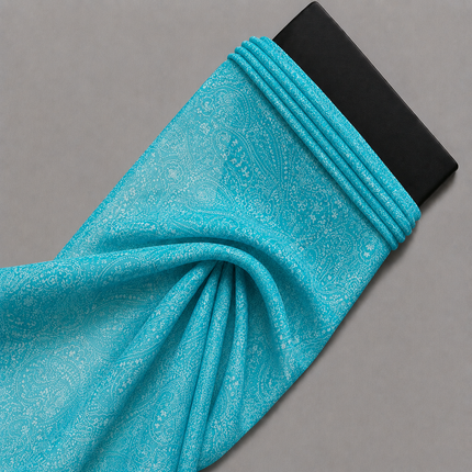 Turquoise & White Solid Poly Japanese Satin Fabric — design 064FSL-PBSRSM/DS-452, Clothwala