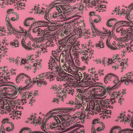 Vibrant Pink & Dark Purple Paisley Floral Sprig Print Fabric — design 1450AC-AGGP/DS-167, Clothwala