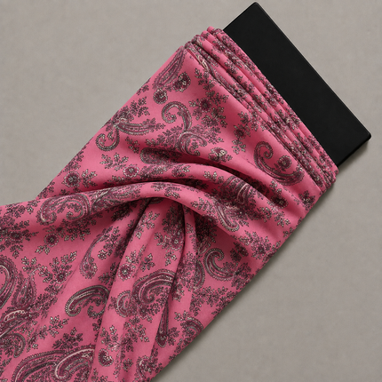 Vibrant Pink & Dark Purple Paisley Floral Sprig Print Fabric — design 1450AC-AGGP/DS-167, Clothwala