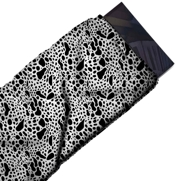 White & Black Blob Skin Spots Printed Spandex Fabric