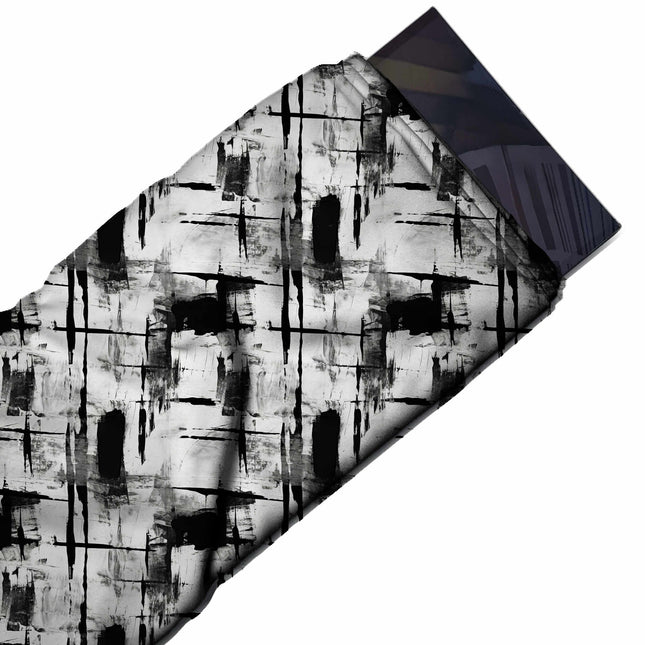 Flat fabric swatch: all-over rough check built from vertical and horizontal black, design Design No_3995, Clothwala