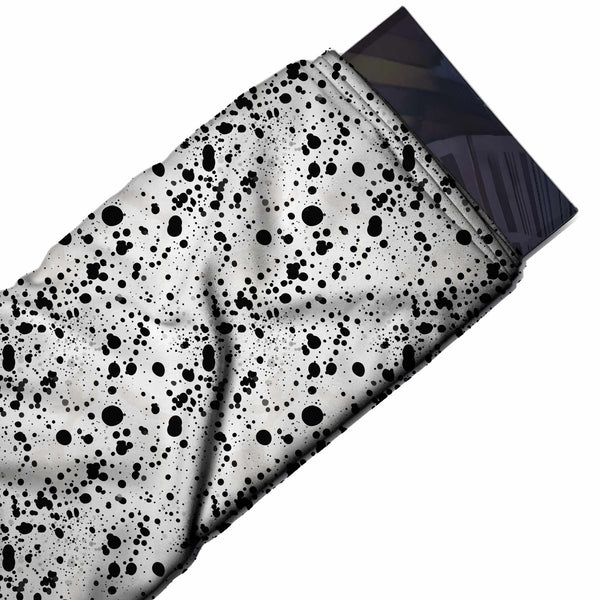 White & Black Dense Ink Splatter Printed Spandex Fabric