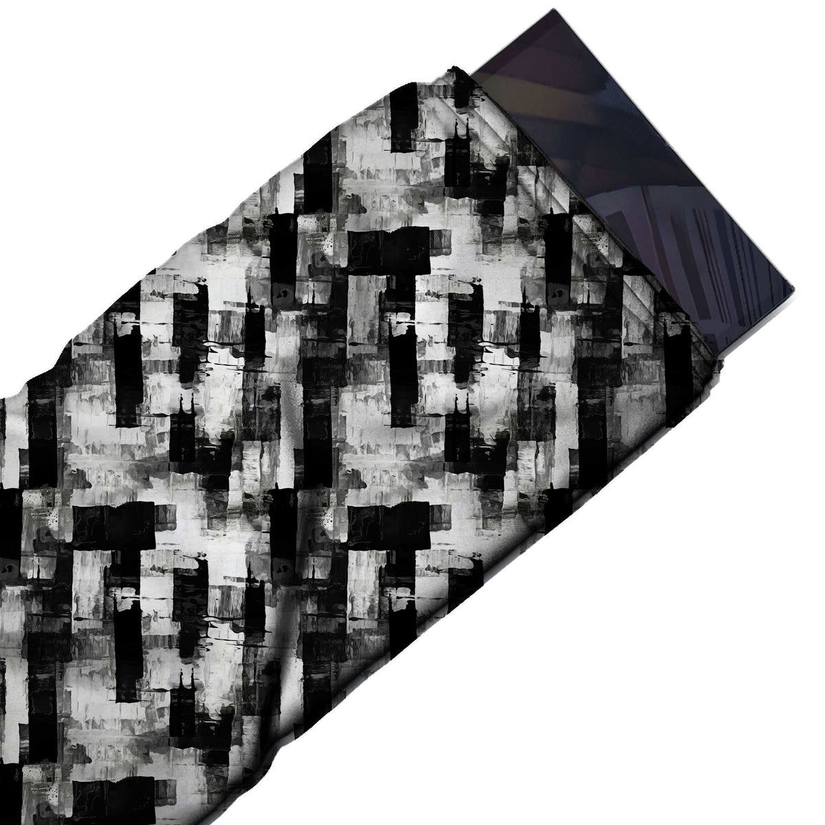 Flat fabric swatch: all-over monochrome check effect made of rough black brushed, design Design No_4063, Clothwala