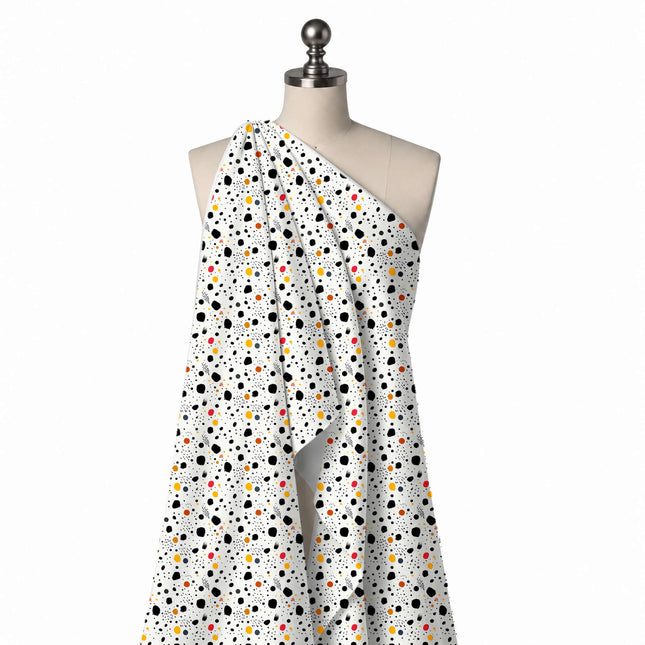 Draped on a mannequin: scattered all-over print of hand-painted irregular dots in mixed, design Design No_4041, Clothwala