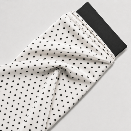 White & Black Polka Dot Print Fabric — design 037MSP-RSSC/DS-177, Clothwala