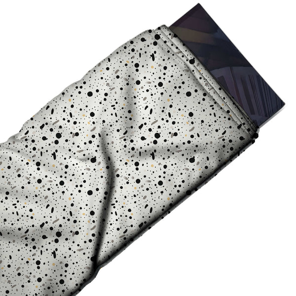 White & Black Terrazzo Speckle Dots Printed Spandex Fabric