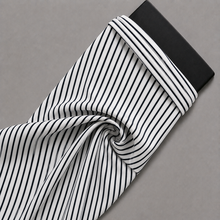 White & Black Thin Vertical Stripe Print Fabric — design 514SSC-ABJI/DS-487, Clothwala