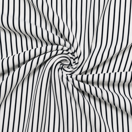 White & Black Thin Vertical Stripe Print Fabric — design 514SSC-ABJI/DS-487, Clothwala
