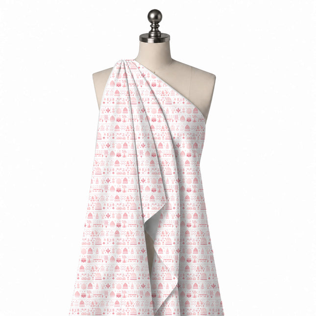 Draped on a mannequin: horizontal row layout of small folk-style motifs: dotted dome, design Design No_4508, Clothwala