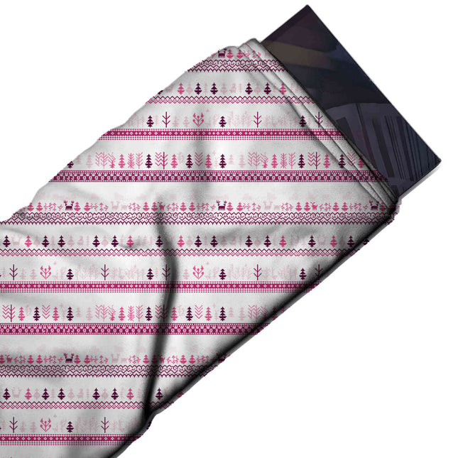 Flat fabric swatch: horizontal band layout of very small pine trees, design Design No_4490, Clothwala