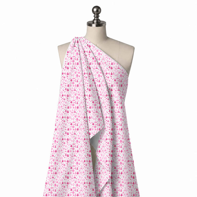 Draped on a mannequin: dense all-over ditsy-scale print of upright magenta and pink, design Design No_4943, Clothwala