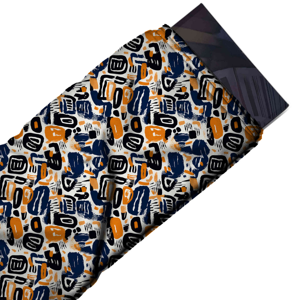 Flat fabric swatch: all-over dense abstract of small to medium dry-brushed rounded squares, design 3696, Clothwala