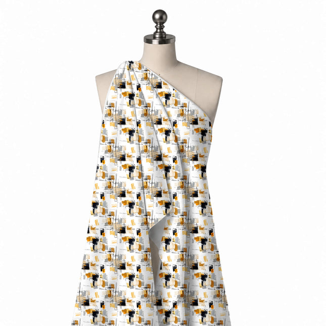 Draped on a mannequin: open all-over painterly abstract of overlapping brushed squares in, design Design No_4074, Clothwala