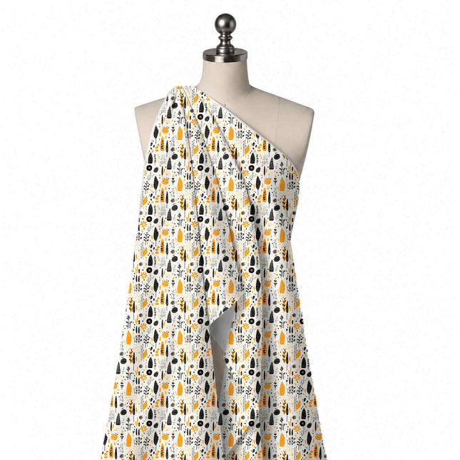 Draped on a mannequin: small-scale one-way print of hand-drawn leaves, design Design No_4086, Clothwala