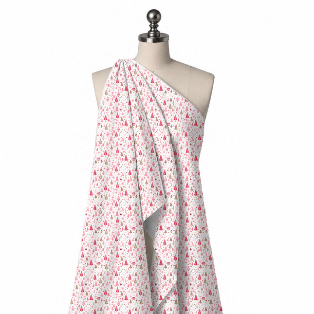 Draped on a mannequin: dense all-over ditsy-scale one-way print of upright fir trees in, design Design No_4962, Clothwala