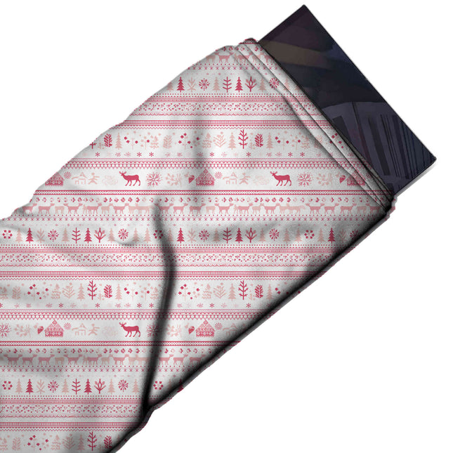 Flat fabric swatch: fine horizontal band layout of very small stags, design Design No_4504, Clothwala