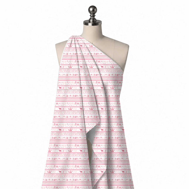 Draped on a mannequin: fine horizontal band layout of very small stags, design Design No_4504, Clothwala
