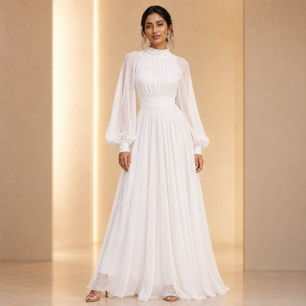 White Solid Poly Georgette Fabric — design 1121A19G-SBGP/DS-58, Clothwala
